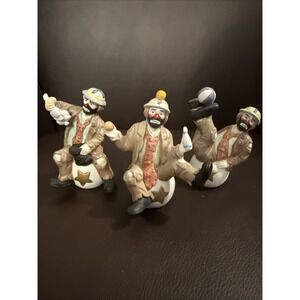 Vintage Style Ceramic Hobo Clown Figurine Set Juggling Magic Circus Decor 3pc